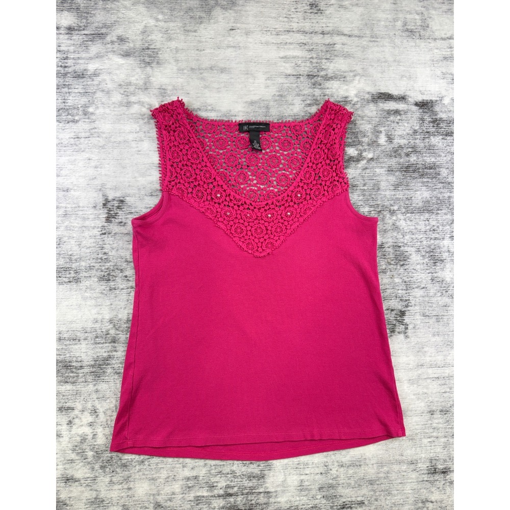 INC International Concepts Pink Crochet Lace Yoke Tank Top Plus Size 1X